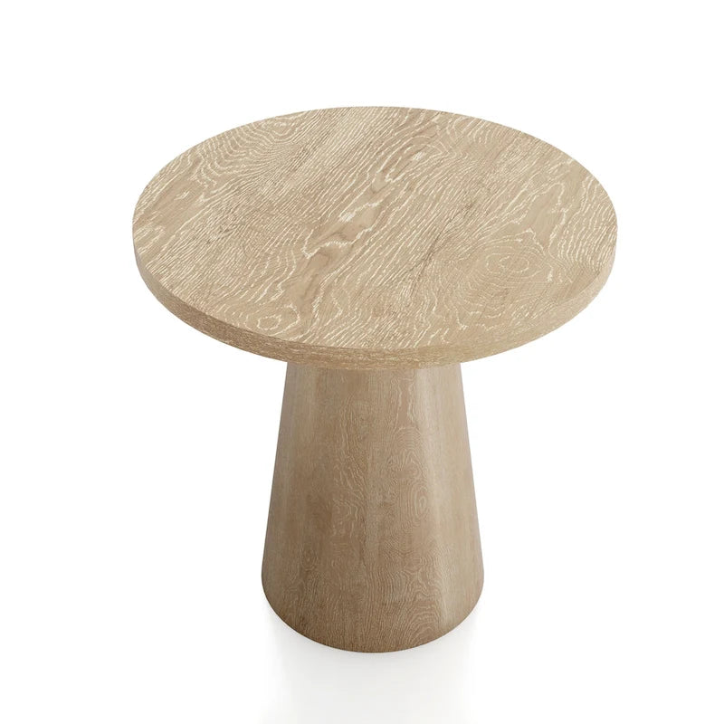 Furniture of America Vitten Modern Round Solid Wood Pedestal End Table