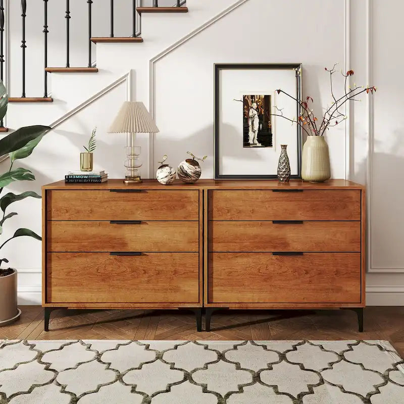 Gymax 3-Drawer Dresser w/ Metal Support Legs & Anti-tipping Kit for