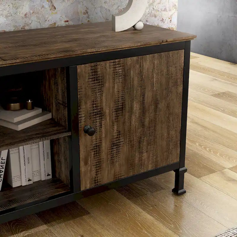 Dele Rustic Oak 60-inch Wood Multi-functional Storage TV Console by Furniture of America