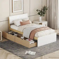High Gloss Wood Platform Bed with 2 Drawers