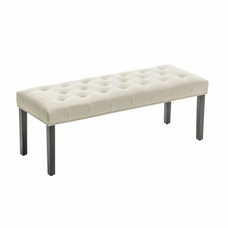 Porthos Home Gil Fabric Upholstered Accent Bench with Rubberwood Legs