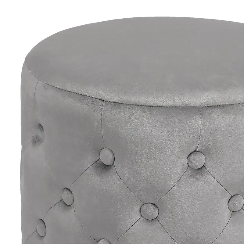 Adeco 18.3 Height Button Tufted Upholstered Round Ottoman