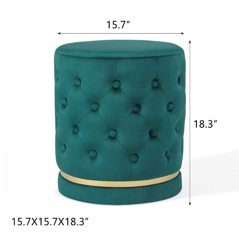 Adeco 18.3 Height Button Tufted Upholstered Round Ottoman