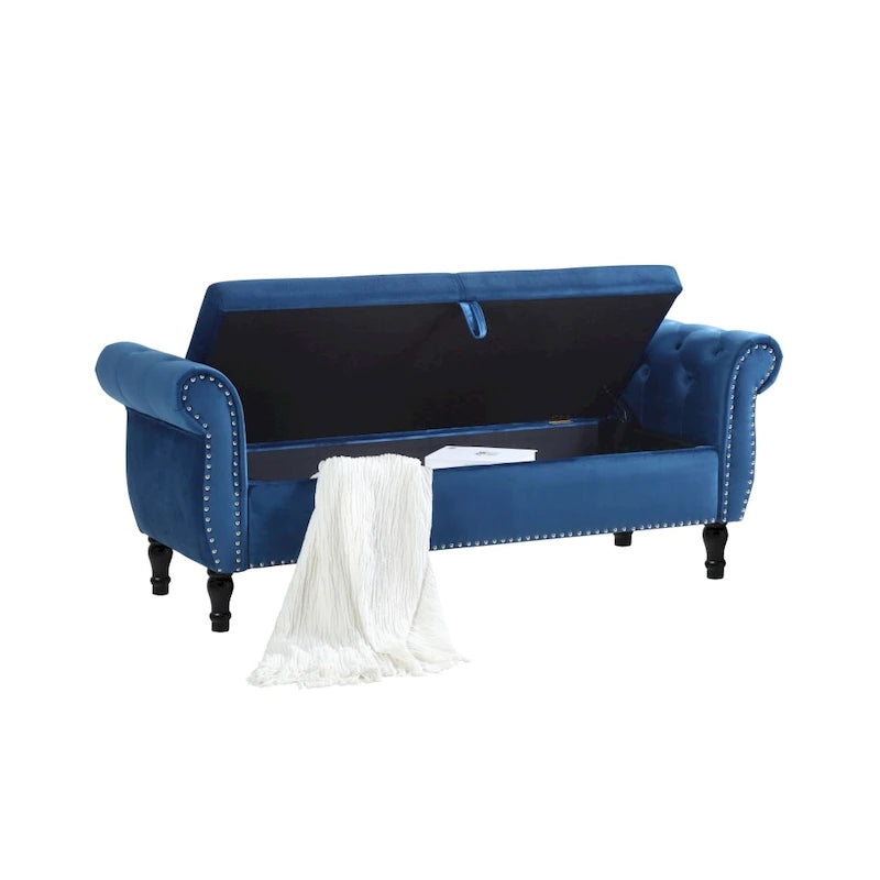 63 Velvet Multifunctional Storage Rectangular Sofa Stool