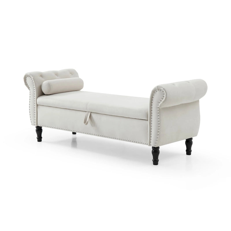 63 Velvet Multifunctional Storage Rectangular Sofa Stool