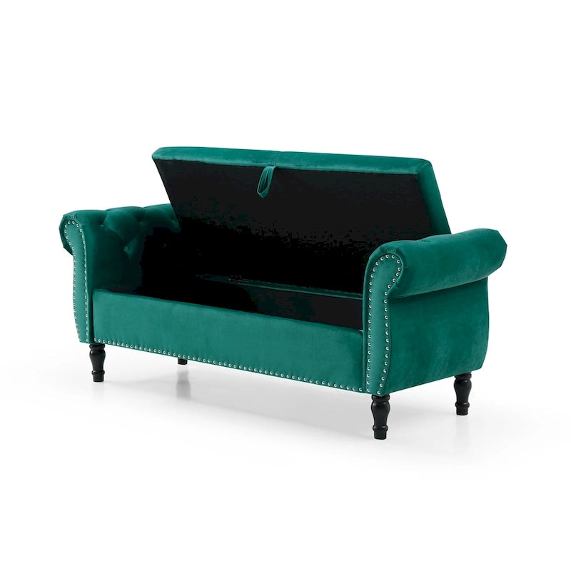63 Velvet Multifunctional Storage Rectangular Sofa Stool
