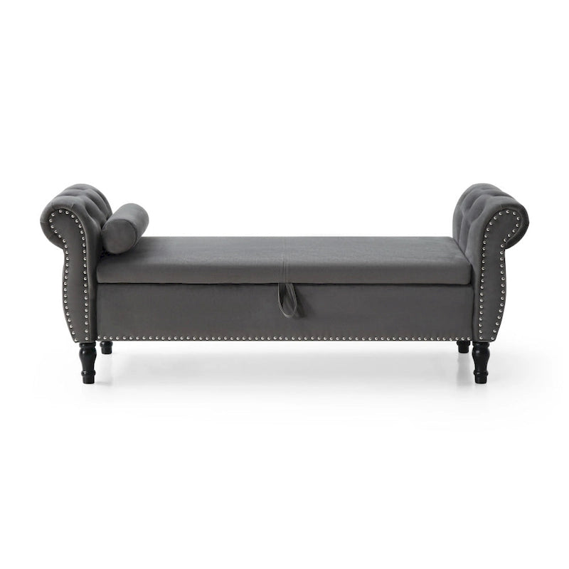 63 Velvet Multifunctional Storage Rectangular Sofa Stool
