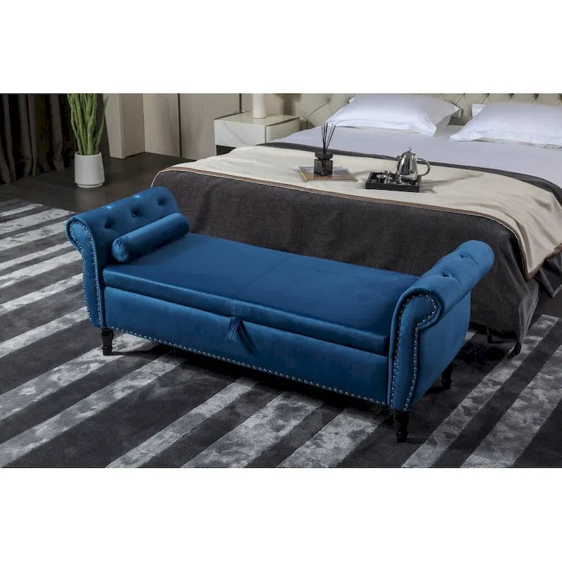 63 Velvet Multifunctional Storage Rectangular Sofa Stool