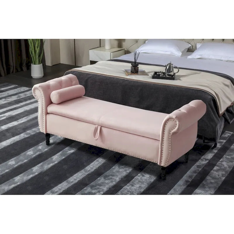 63 Velvet Multifunctional Storage Rectangular Sofa Stool