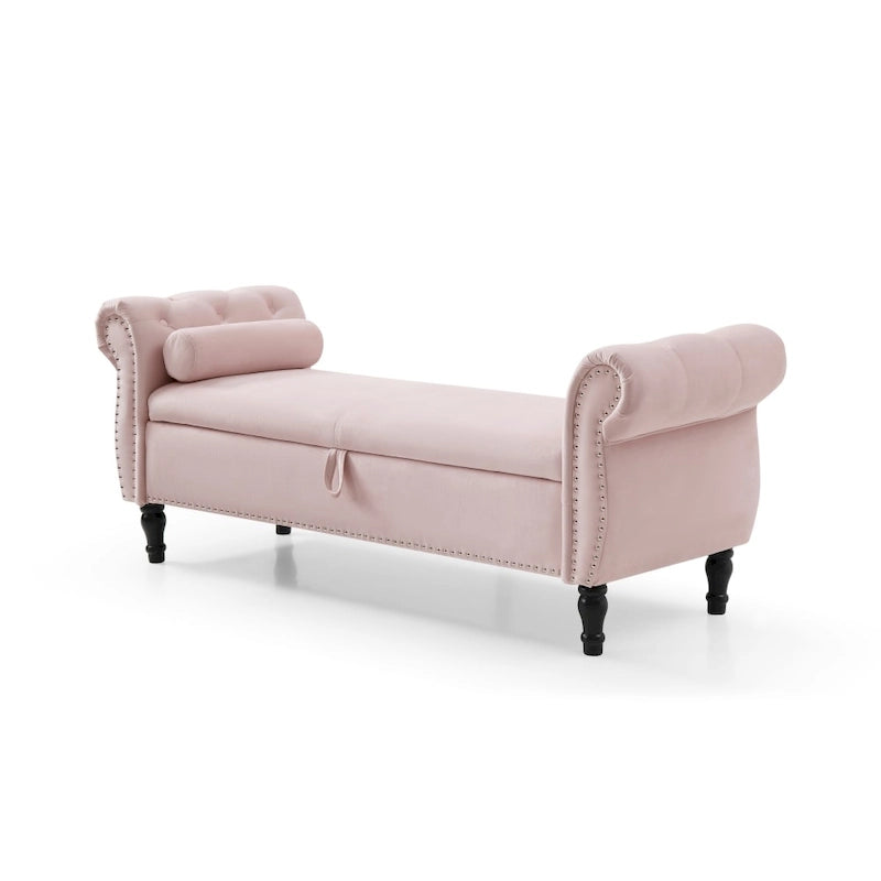 63 Velvet Multifunctional Storage Rectangular Sofa Stool
