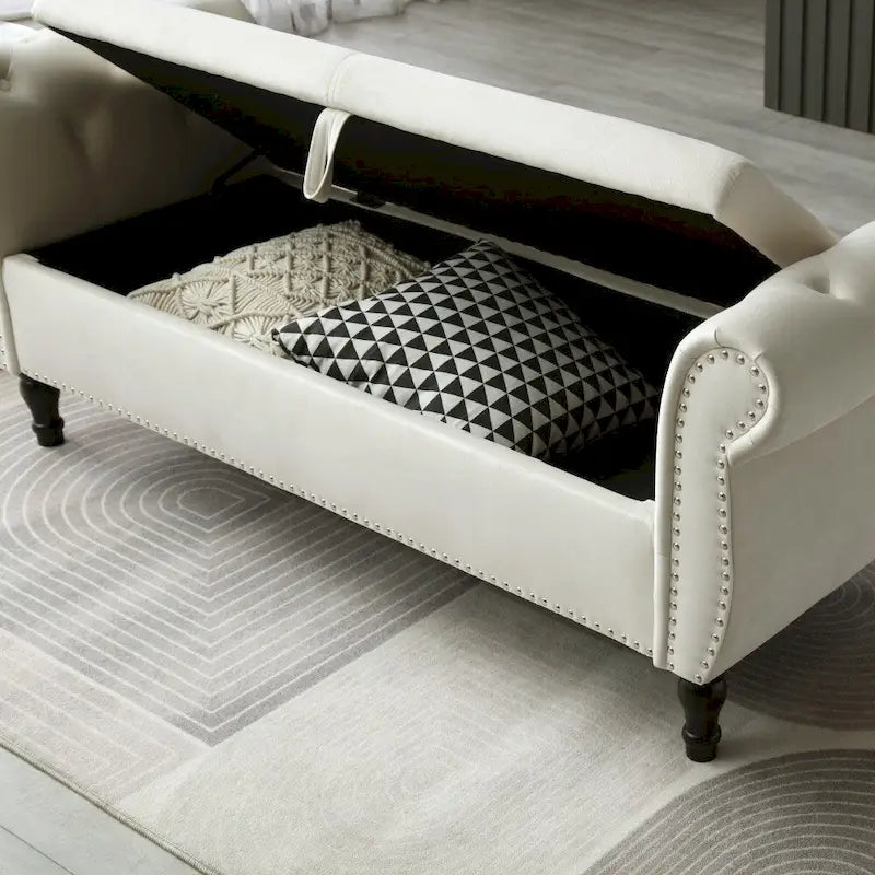 63 Velvet Multifunctional Storage Rectangular Sofa Stool