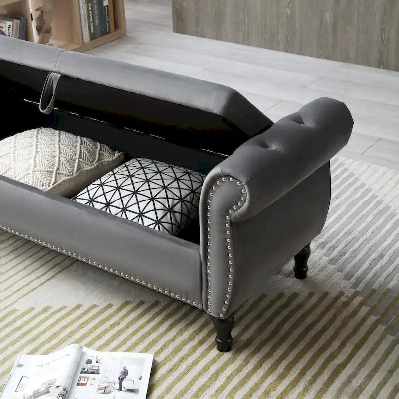 63 Velvet Multifunctional Storage Rectangular Sofa Stool