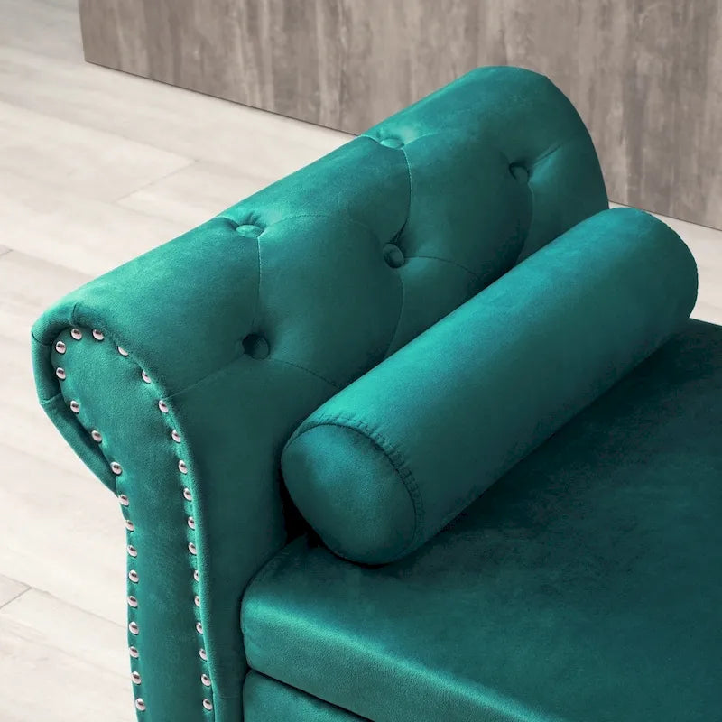 63 Velvet Multifunctional Storage Rectangular Sofa Stool