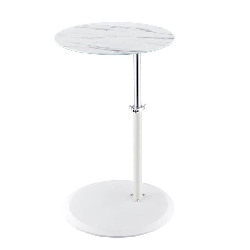 End Table with Height Adjustable Marble Textured Top