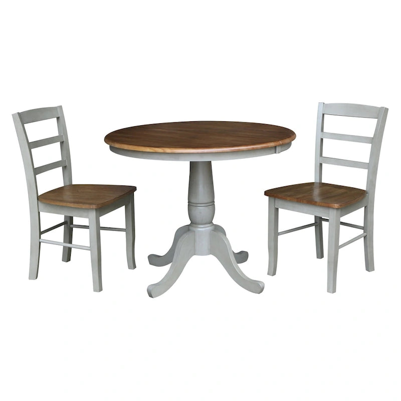 36 Round Top Pedestal Extendable Table With 12 Leaf and Madrid Chairs