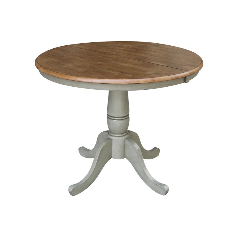36 Round Top Pedestal Extendable Table With 12 Leaf and Madrid Chairs