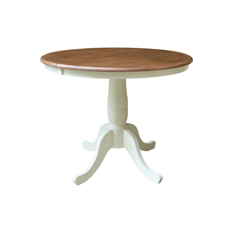36 Round Top Pedestal Extendable Table With 12 Leaf and Madrid Chairs