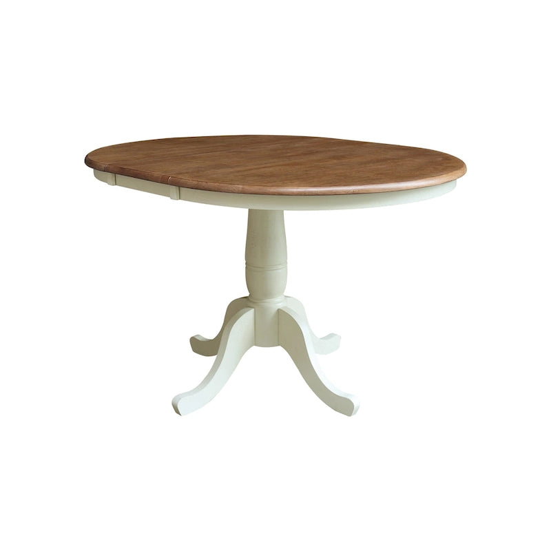 36 Round Top Pedestal Extendable Table With 12 Leaf and Madrid Chairs