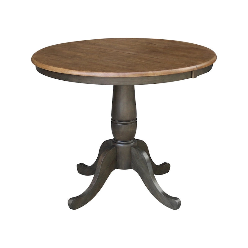 36 Round Top Pedestal Extendable Table With 12 Leaf and Madrid Chairs