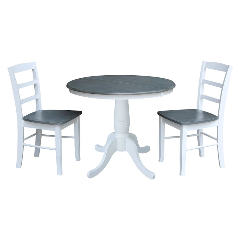 36 Round Top Pedestal Extendable Table With 12 Leaf and Madrid Chairs