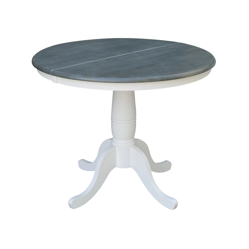 36 Round Top Pedestal Extendable Table With 12 Leaf and Madrid Chairs