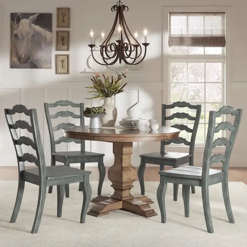 Eleanor Oak Round Solid Wood Top Ladder Back 5-piece Dining Set by iNSPIRE Q Classic