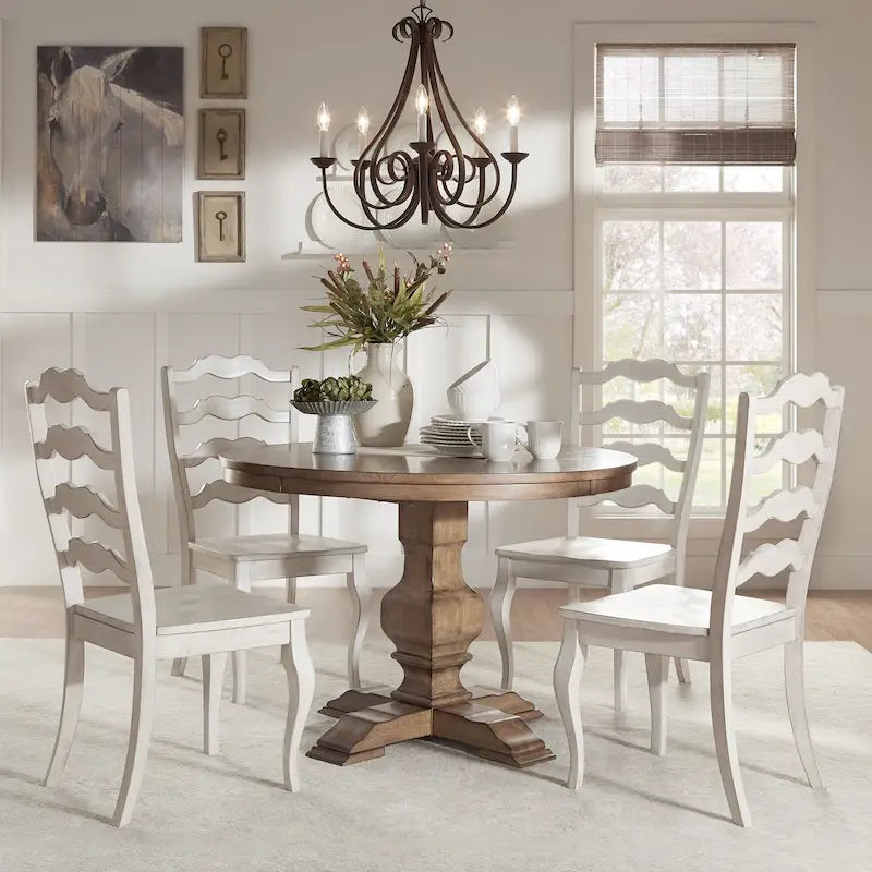 Eleanor Oak Round Solid Wood Top Ladder Back 5-piece Dining Set by iNSPIRE Q Classic