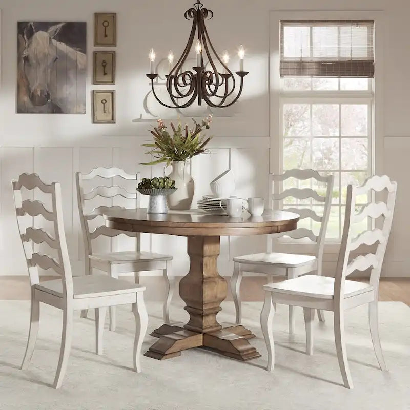 Eleanor Oak Round Solid Wood Top Ladder Back 5-piece Dining Set by iNSPIRE Q Classic