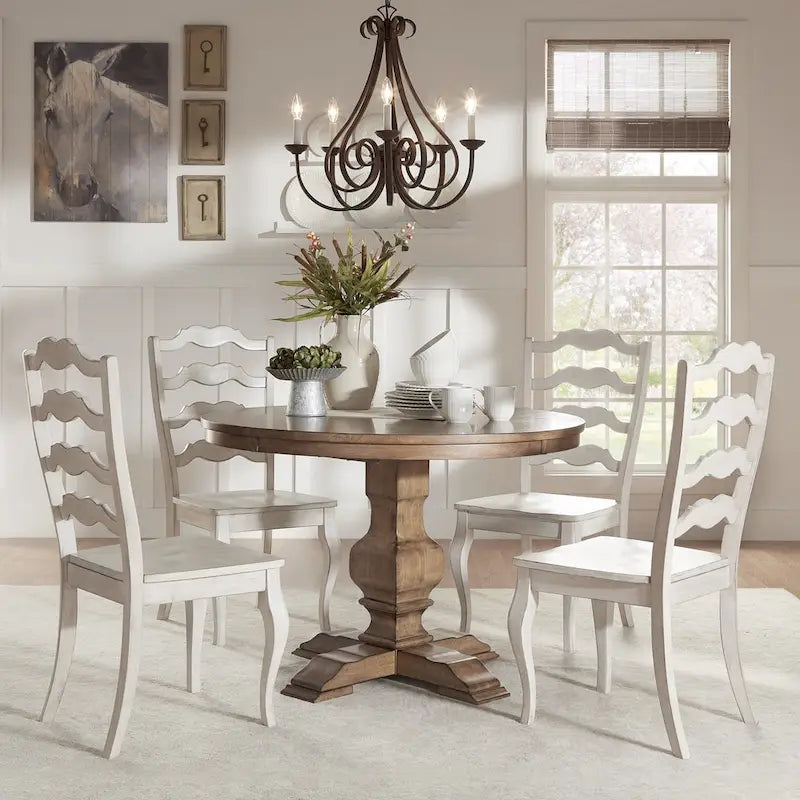 Eleanor Oak Round Solid Wood Top Ladder Back 5-piece Dining Set by iNSPIRE Q Classic