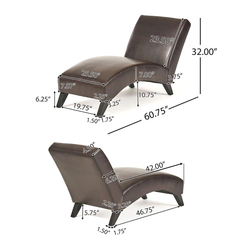 Finlay Leather Chaise Lounge by Christopher Knight Home