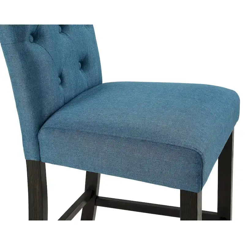 Roundhill Furniture Leviton Solid Wood Tufted Asons Barstool, Set of 2