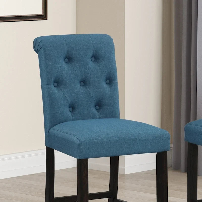 Roundhill Furniture Leviton Solid Wood Tufted Asons Barstool, Set of 2