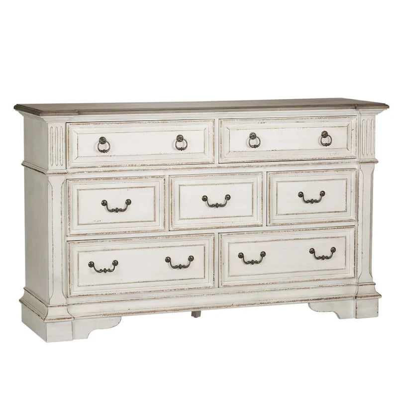 The Gray Barn Abbey Park Weathered Brown & Antique White 7 Drawer Dresser