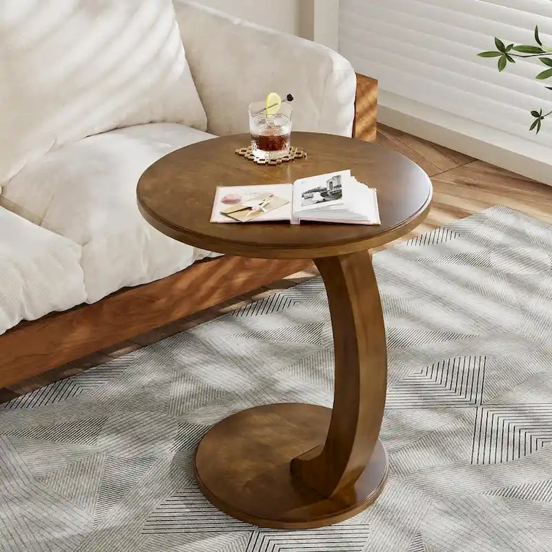 Wooden C-Shaped End Table