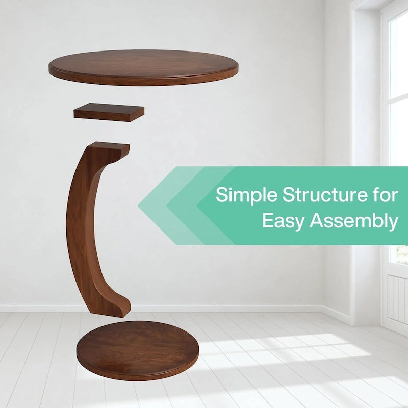 Wooden C-Shaped End Table