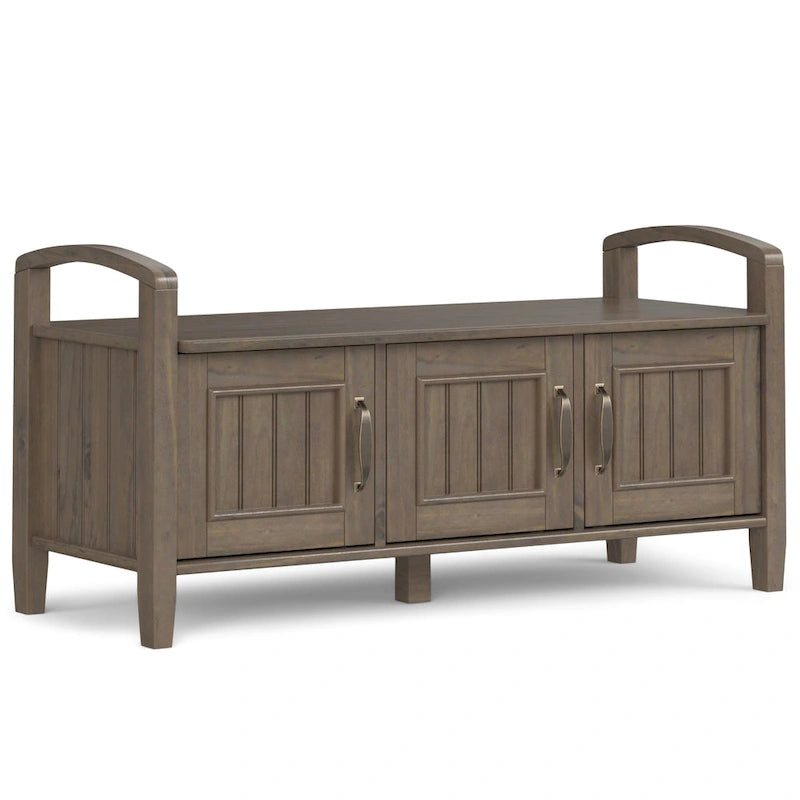 WYNDENHALL Rowan SOLID WOOD 44 inch Wide Transitional Entryway Storage Bench in Smoky Brown - 18d x 44 w x 22h