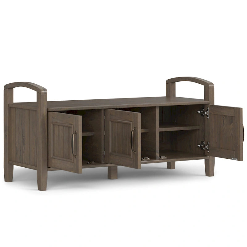 WYNDENHALL Rowan SOLID WOOD 44 inch Wide Transitional Entryway Storage Bench in Smoky Brown - 18d x 44 w x 22h
