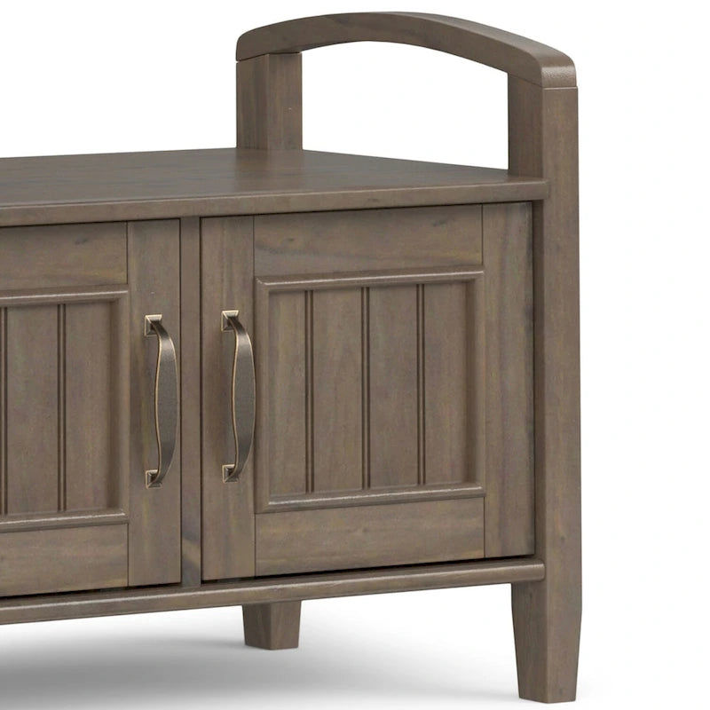 WYNDENHALL Rowan SOLID WOOD 44 inch Wide Transitional Entryway Storage Bench in Smoky Brown - 18d x 44 w x 22h