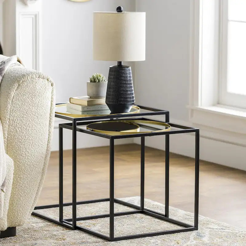 Karley Nesting Mirrored End Tables - 21H x 21W x 21D, 19H x 19W x 19D