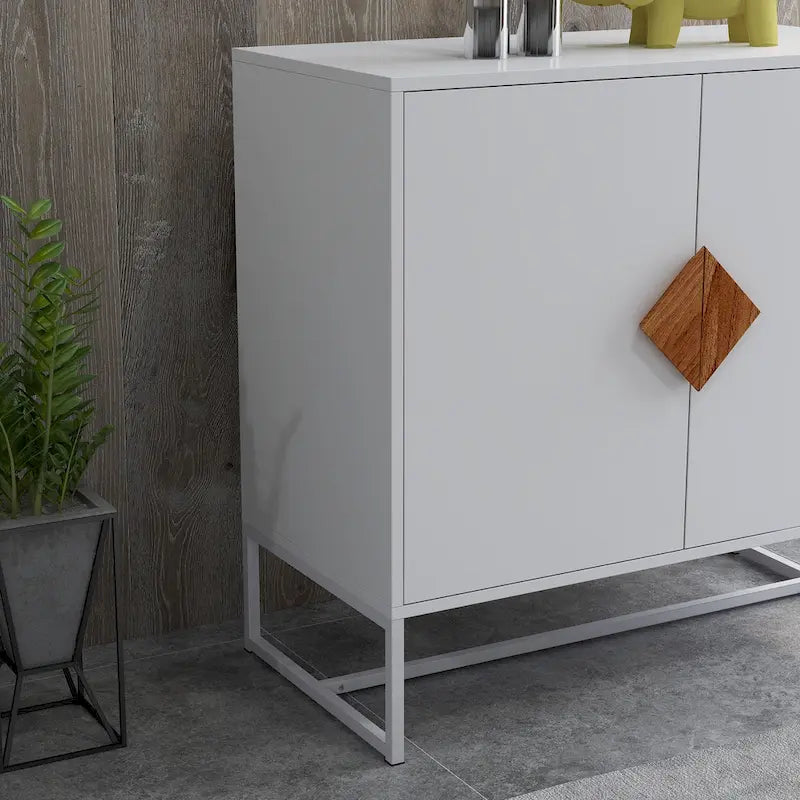 MDF square shape handle 2 doors sideboard