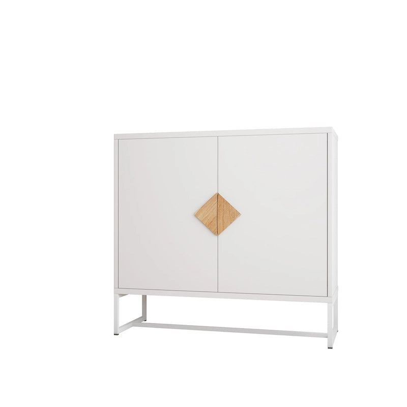 MDF square shape handle 2 doors sideboard