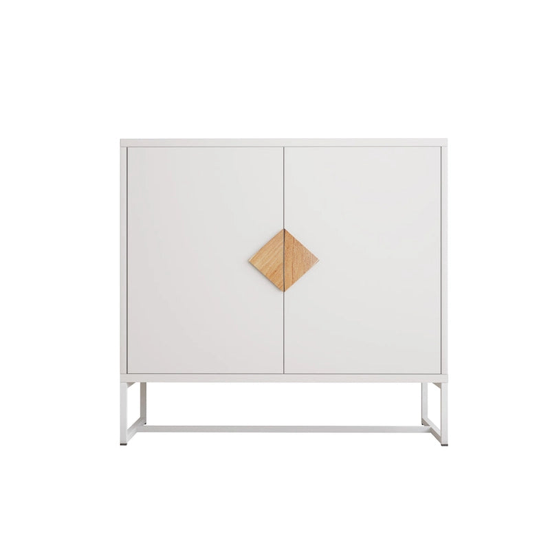 MDF square shape handle 2 doors sideboard