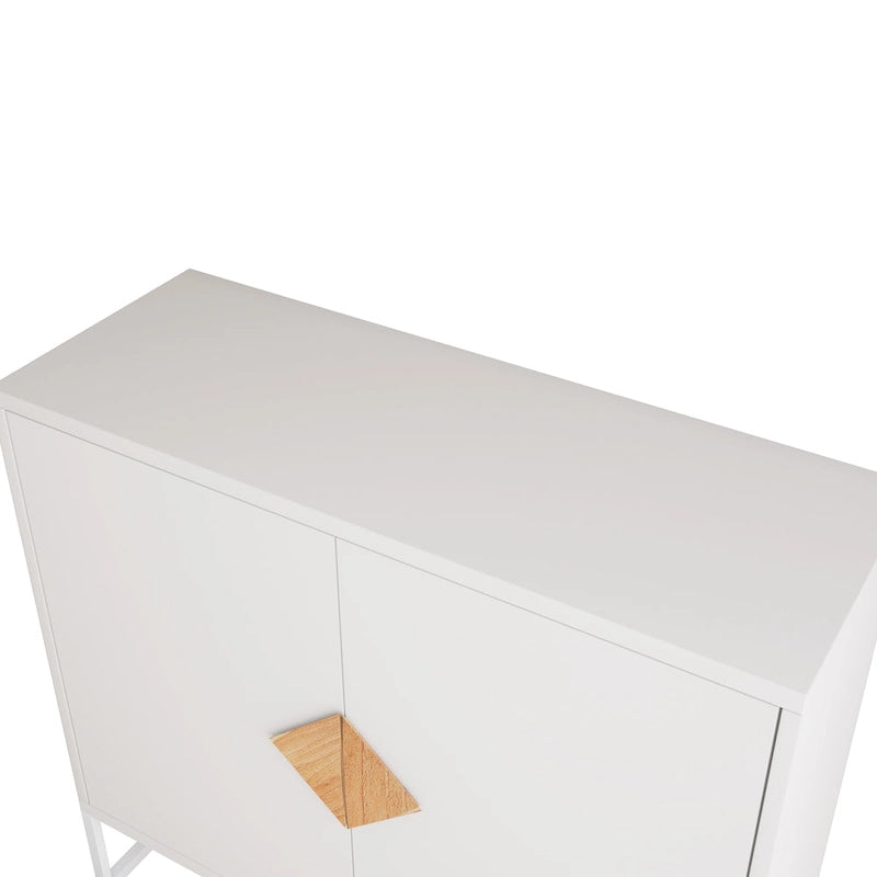 MDF square shape handle 2 doors sideboard