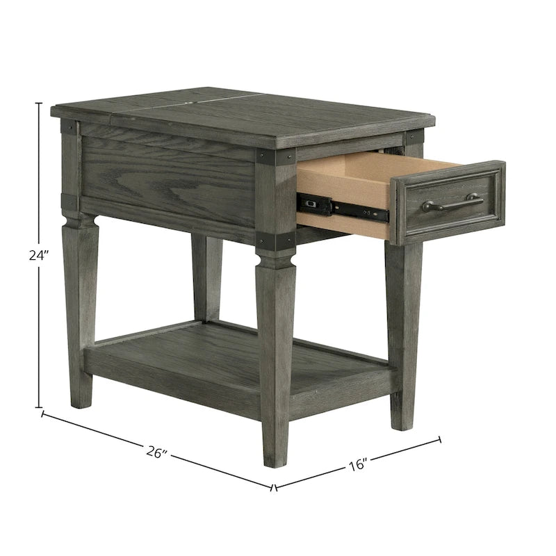 Foundry Brushed Pewter Chairside Table