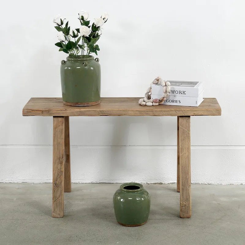 Artissance 35 Long 10 Wide Elmwood Bench, Natural Wood - 8' x 11'