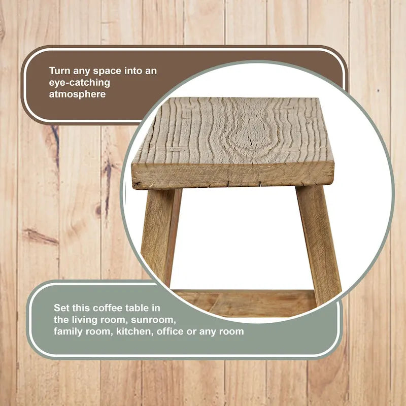 Artissance 35 Long 10 Wide Elmwood Bench, Natural Wood - 8' x 11'