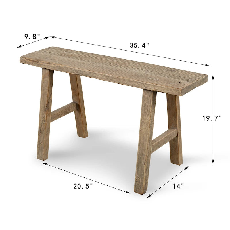 Artissance 35 Long 10 Wide Elmwood Bench, Natural Wood - 8' x 11'