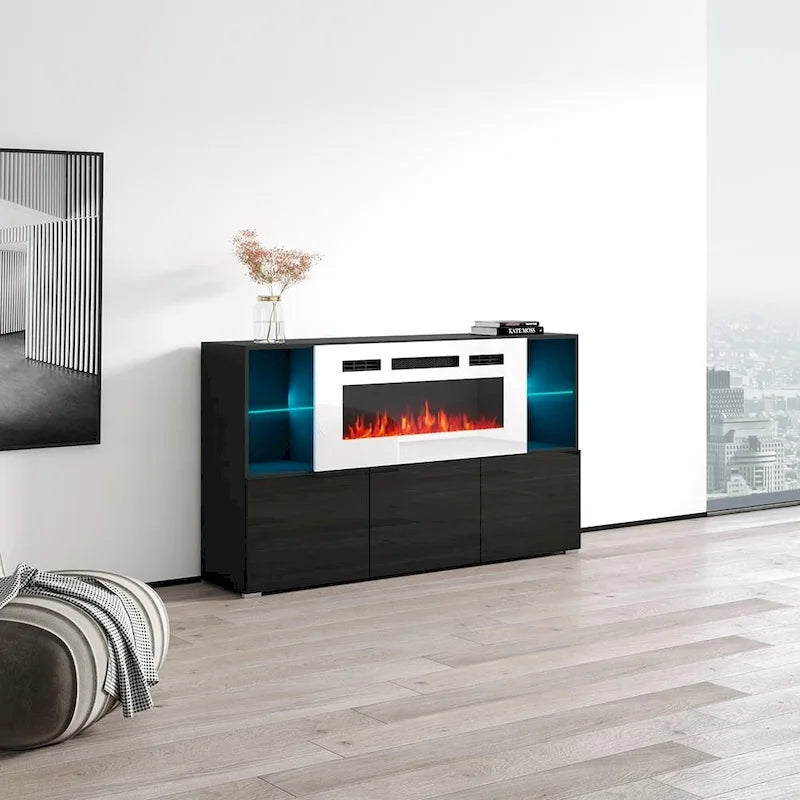 Komi WH03 63-inch Modern Electric Fireplace Sideboard