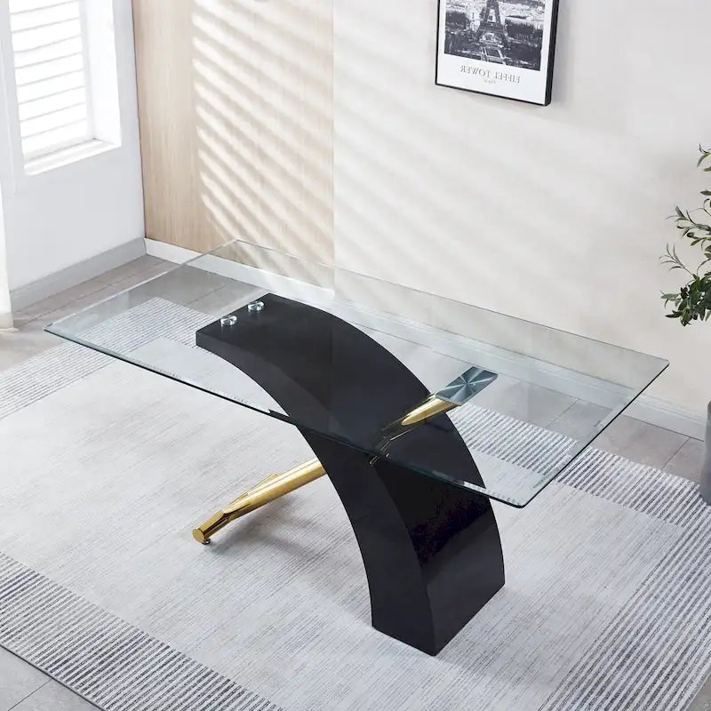 Rectangular Glass Top Dining Table