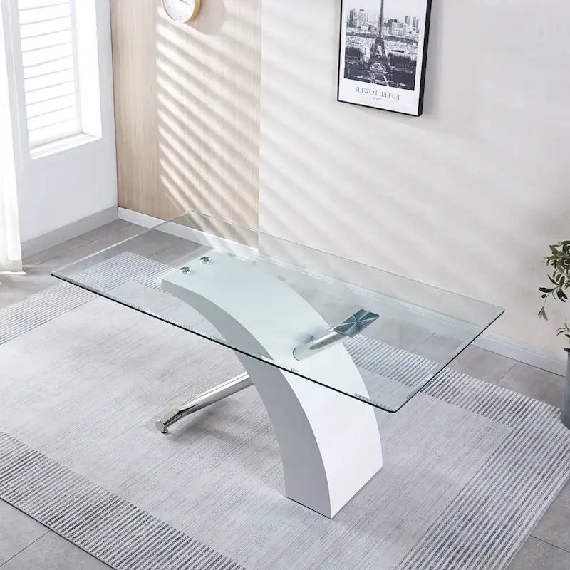 Rectangular Glass Top Dining Table